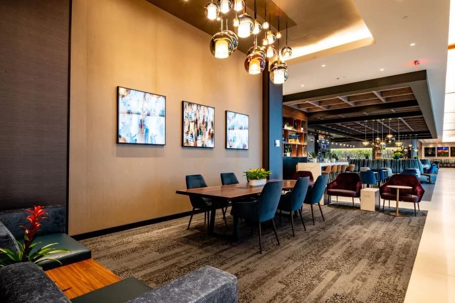 LuxShuttle private car service to American Express Centurion Lounge at Hartsfield-Jackson Atlanta — premium dining and lounge area