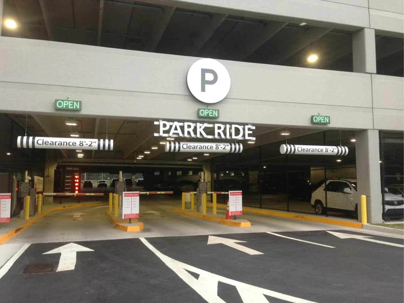 LuxShuttle private car service alternative to ATL Park-Ride lot — modern ParkATL West parking facility