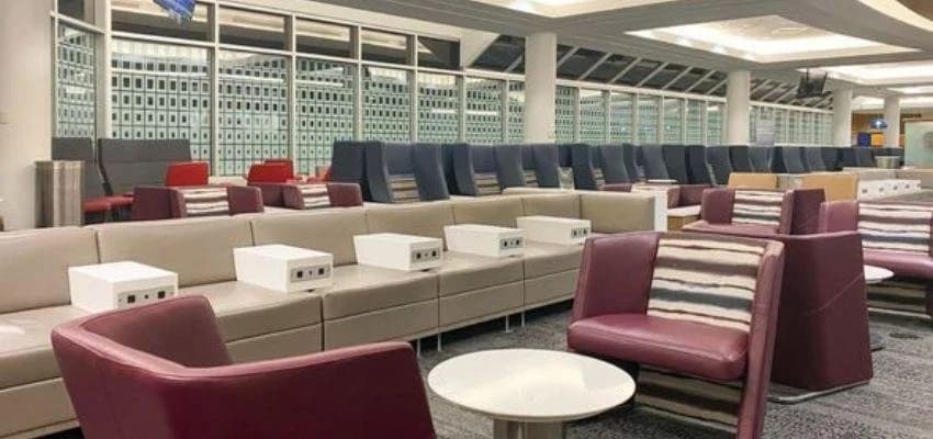 LuxShuttle private car service to USO Center at Hartsfield-Jackson Atlanta — comfortable seating area for military service members