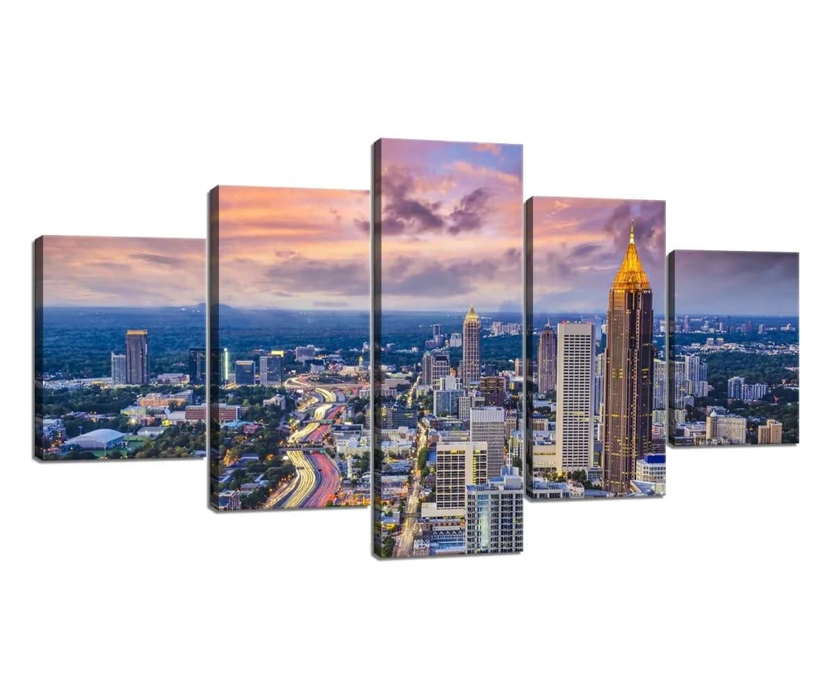 LuxShuttle corporate car service to downtown Atlanta — skyline view from FTY Airport corridor