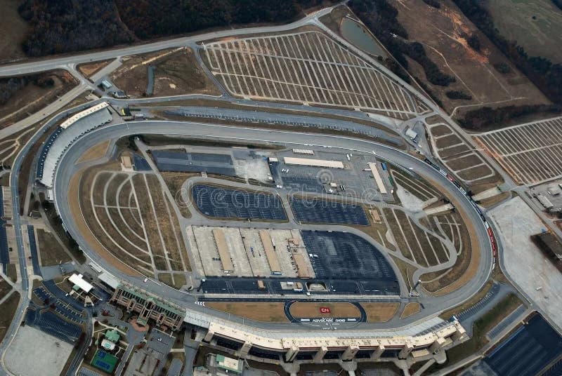 LuxShuttle private transfer to Atlanta Motor Speedway — aerial view of the historic NASCAR racetrack