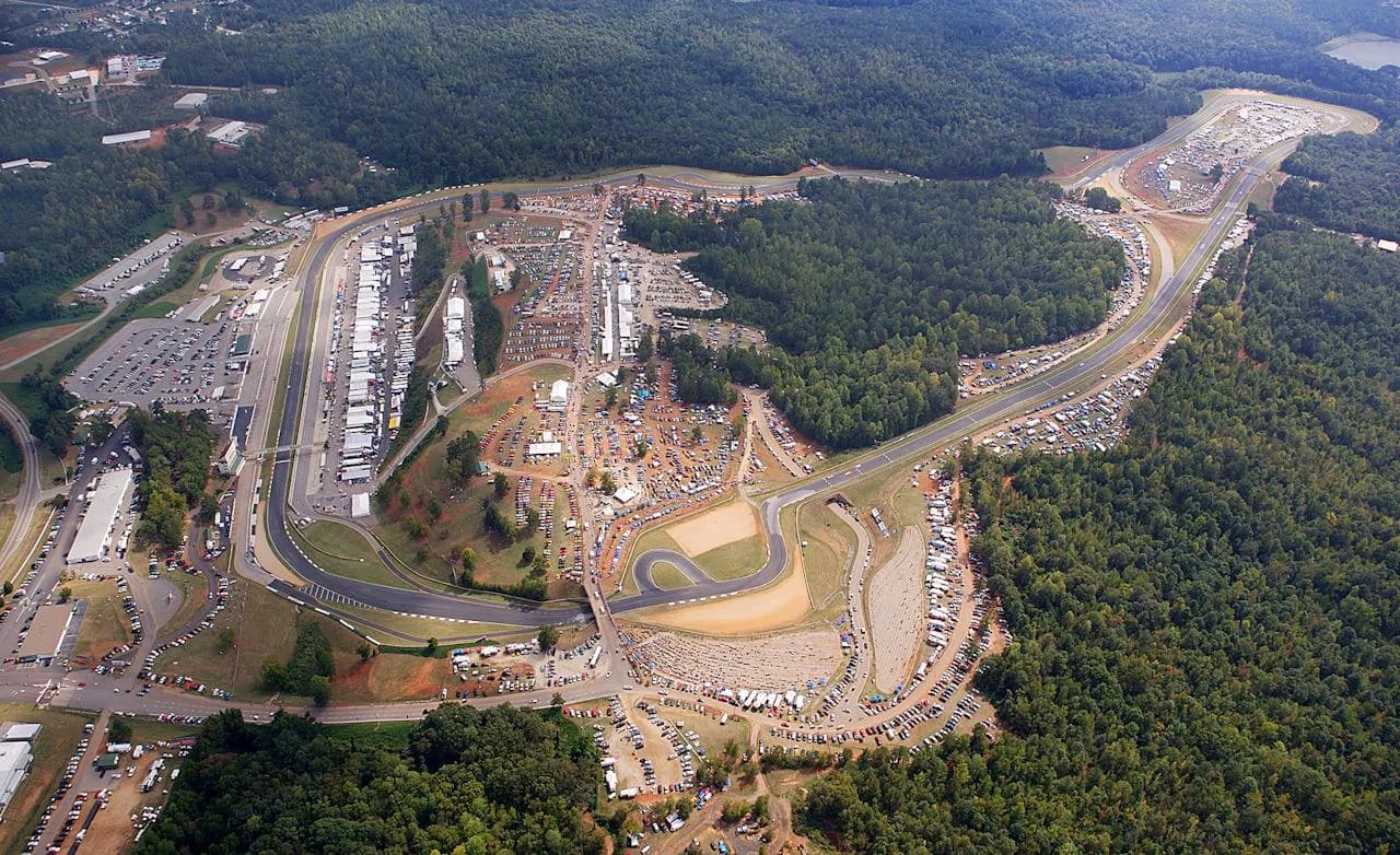 LuxShuttle private transfer to Michelin Raceway Road Atlanta — aerial view of premier racing circuit near WDR