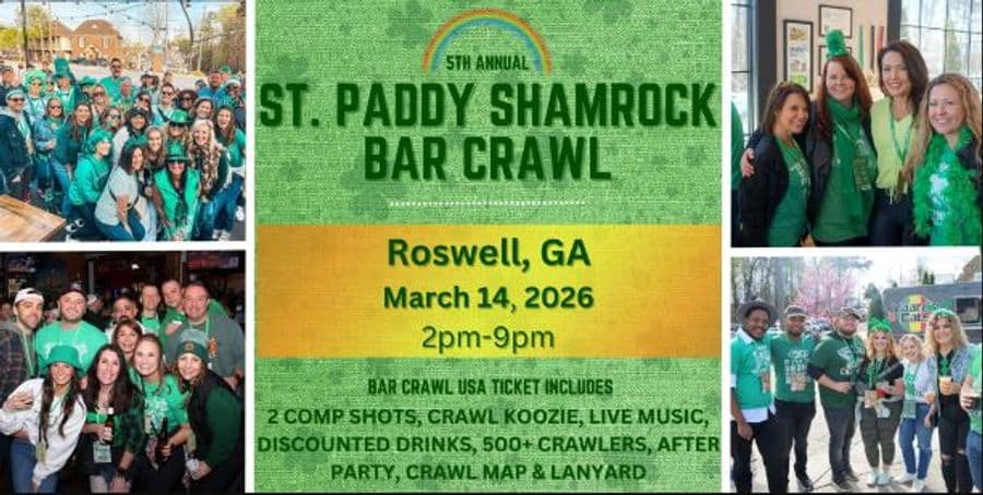 Roswell St. Patrick's Shamrock Bar Crawl: 5th Annual, March 14th