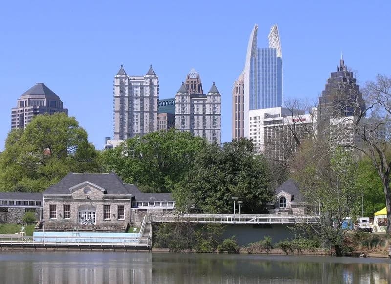 Buckhead and Midtown Atlanta skyline at dusk