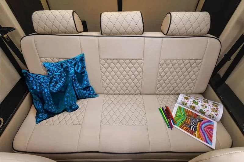 LuxShuttle Mercedes Sprinter cream leather interior for studio and production transport