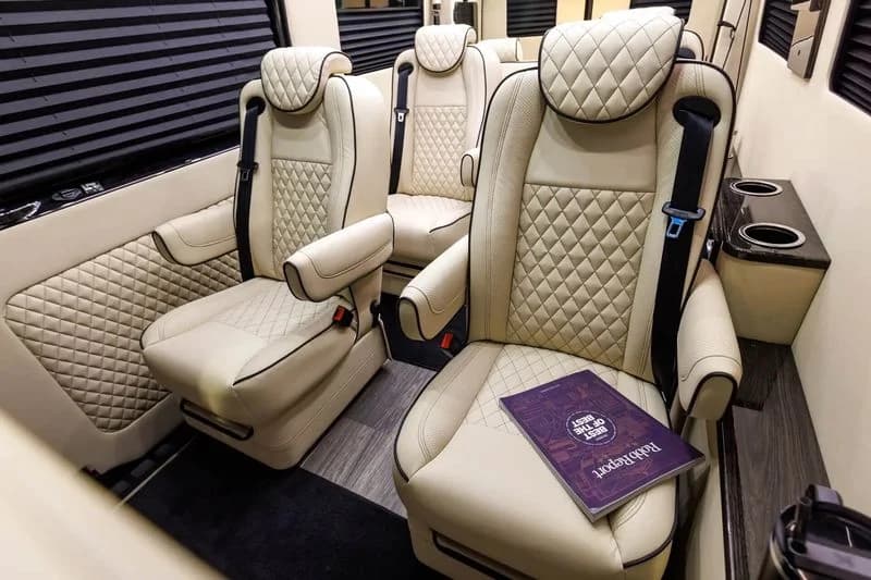 LuxShuttle Mercedes Sprinter panoramic cabin view
