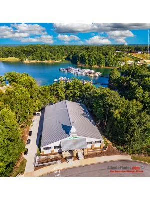 Lake Lanier Islands Resort aerial view near GVL airport Georgia