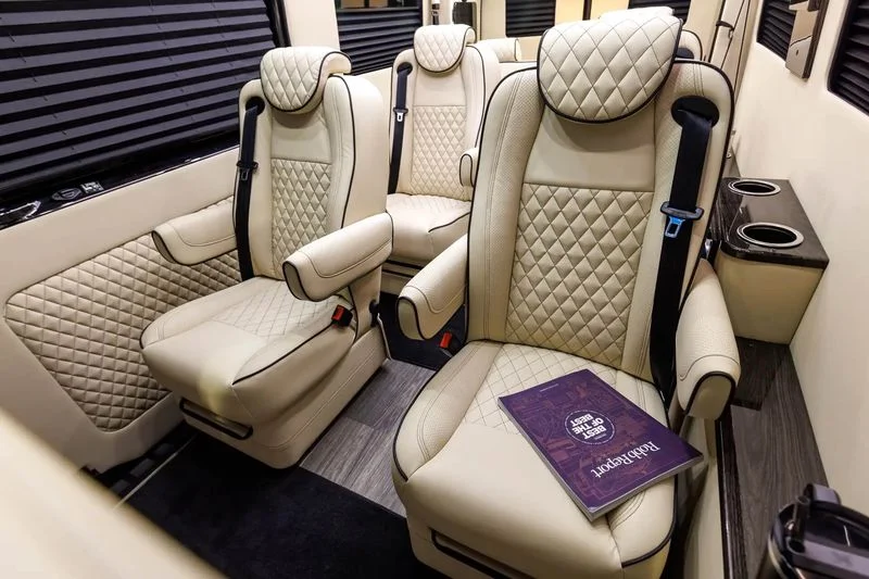 LuxShuttle Mercedes Sprinter panoramic interior view
