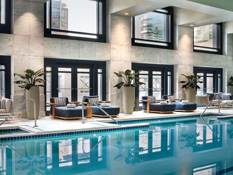 Heated indoor saltwater pool at Four Seasons Hotel Atlanta