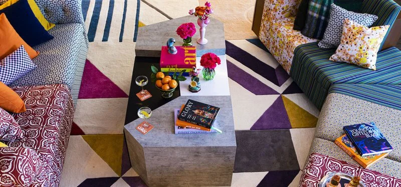 Guest room at Hotel Colee — bold Buckhead design