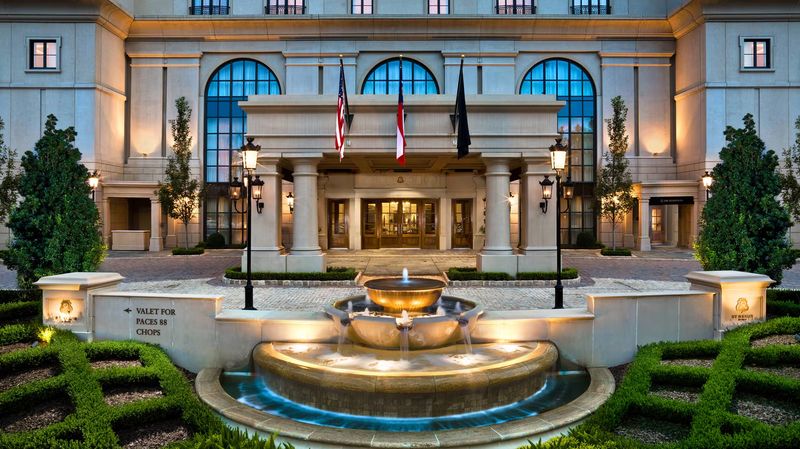 The St. Regis Atlanta exterior at night