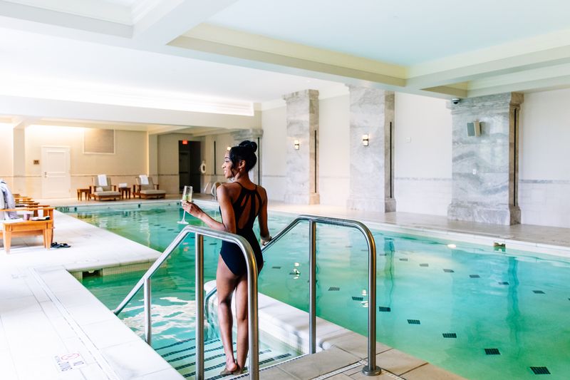 Waldorf Astoria Atlanta Buckhead spa pool with marble pillars