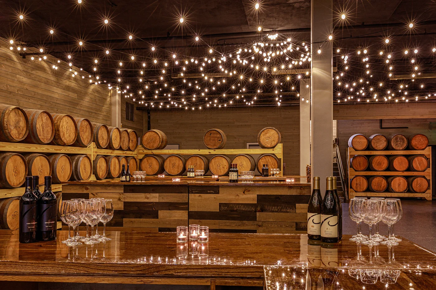 Chateau Elan cask room — barrel aging cellar